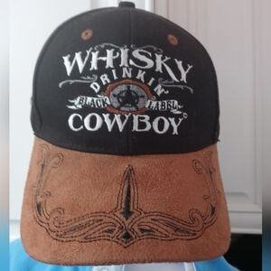 CSI Black Beige Embroidered Suede Whiskey Drinkin Cowboy Black Label Adjustable